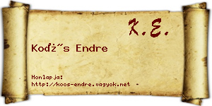 Koós Endre névjegykártya